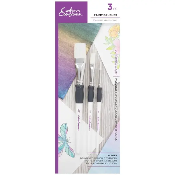 Crafter's Companion Paintbrushes Flat & Round Set of 3