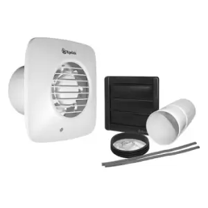 Xpelair DX100HPTS Square Humidistat Pullcord Timer Extractor Fan with Wall Kit - 93029AW