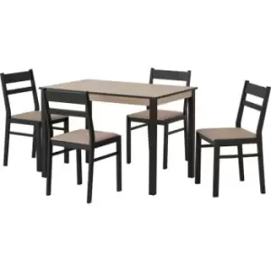 Radley Dining Set in Black and Oak 4 Chairs with Oat Fabric Seats