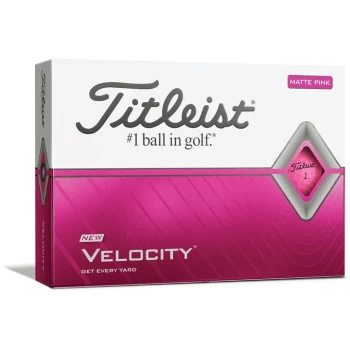 Titleist Velocity 12 Pack Golf Balls - Matte Pink