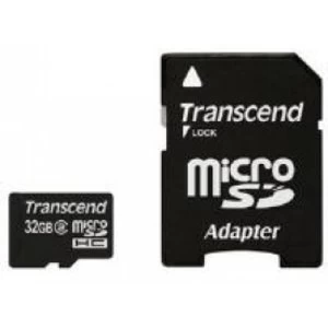 Transcend 32GB MicroSDHC Flash Card with Adaptor Class 10
