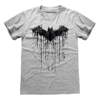 Batman - Dripping Logo Unisex Large T-Shirt - Grey