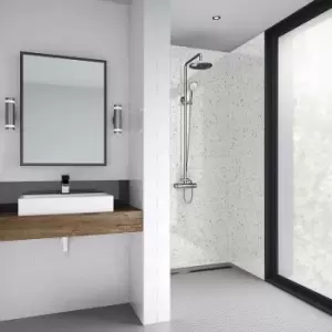 Mermaid Polar Sparkle Laminate Shower Wall Panel Tongue & Groove 2420mm x 1185mm in White