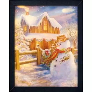 Christmas Shop 3D Lit Snowman Lenticular Picture (One Size) (Multi Colour) - Multi Colour