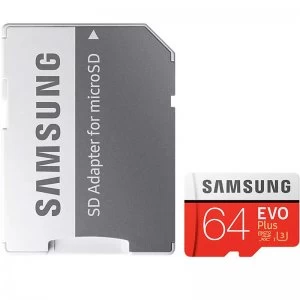 Samsung 64GB Evo Plus Micro SD Card SDXC + Adapter - 100MB/s