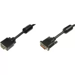 Digitus DVI / VGA Adapter cable DVI-I 24+5-pin plug, VGA 15-pin plug 2m Black AK-320300-020-S screwable, incl. ferrite core DVI cable