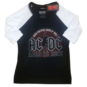 AC/DC - Hard As Rock Ladies Small T-Shirt - Black,White