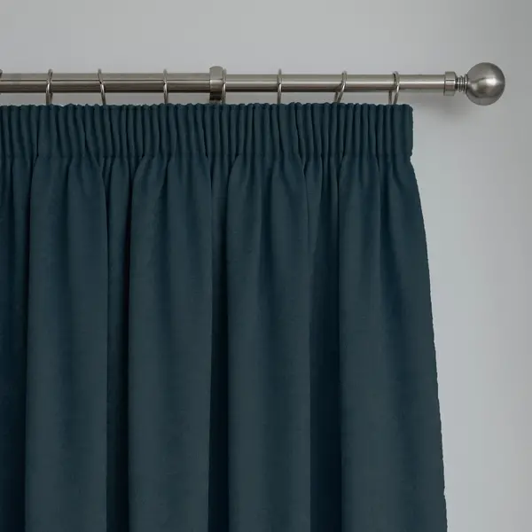 Fusion Galaxy Dim Out Woven Navy Pencil Pleat Curtains Navy