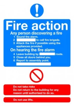SignsLab A5 Self Adhesive Sign - FIRE ACTION