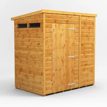 6x4 Power Pent Security Shed - Brown