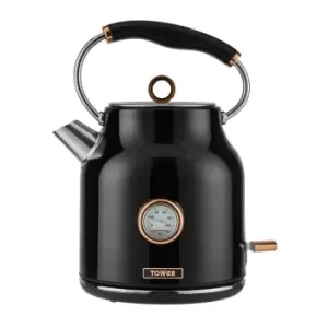Tower T10020 Bottega Rapid Boil 3kW Stainless Steel 1.7L Traditional Kettle - Black and Rose Gold
