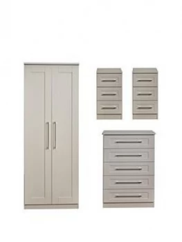 Swift Larson Ready Assembled Package - 2 Door Wardrobe, 5 Drawer Chest And 2 Bedside Chests