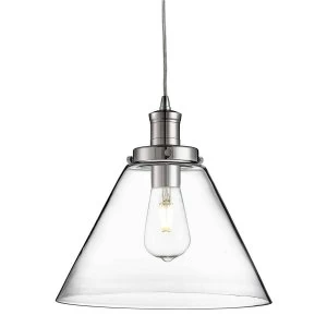 1 Light Dome Ceiling Pendant Chrome with Clear Glass Shade, E27