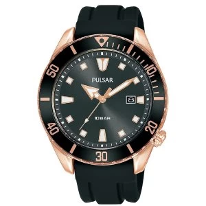 Pulsar PG8312X1 Mens Sports Silcone Strap Rose Gold Case Divers Inpsired Case 100M Watch