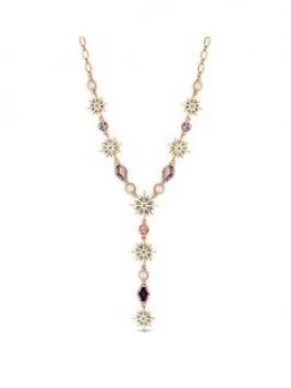 Mood Rose Gold Plated Pink Crystal Celestial Y Drop Necklace