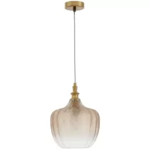 Frisco Dome Pendant Ceiling Light Brass Metal Champagne Glass LED E27 - Merano