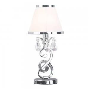 1 Light Small Table Lamp Polished Nickel with White Shade, E14