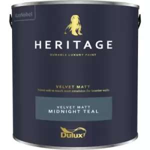 Dulux Heritage Velvet Matt Midnight Teal Matt Emulsion Paint 2.5L
