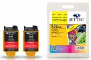 Kodak 30 Colour Twin Pack Compatible JetTec Ink Cartridge K30C x 2