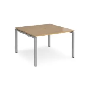Bench Desk 2 Person Rectangular Desks 1200mm Oak Tops With White Frames 1200mm Depth Adapt E1212-S-O
