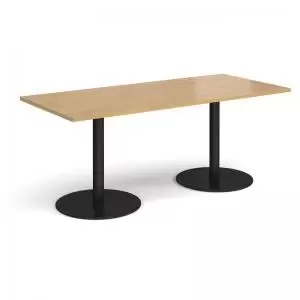 Monza rectangular dining table with flat round Black bases 1800mm x