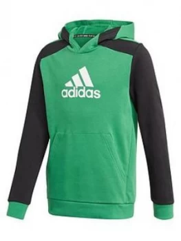 Adidas Boys Badge Of Sport Hoodie - Green