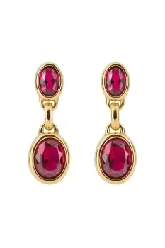 Fuchsia Nano Crystal Double Drop Earrings with Yellow Gold Plating