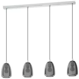 Eglo Alobrase 4 Lamp Straight Bar Pendant Ceiling Light Chrome