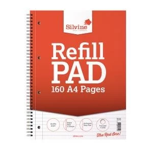 Silvine Sidebound Wire Lined Refill Pad A4 160 Pages Pack of 6 S80Y