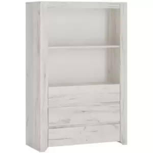 Angel 3 Drawer Cupboard with Open Shelf in White Craft Oak - White Craft Oak