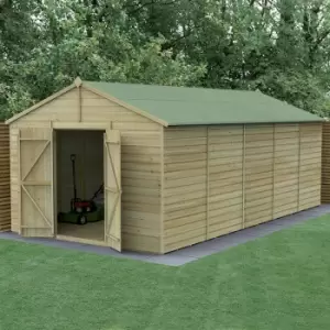 20' x 10' Forest Beckwood 25yr Guarantee Shiplap Windowless Double Door Apex Wooden Shed - Natural Timber