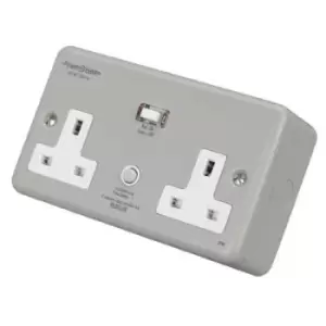Powerbreaker 13A Dp 2 Gang Unswitched Passive Type A Rcd Socket Metal Clad - H22-MP