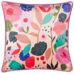 Flower Girl Illustrated Cushion Pink / 43 x 43cm / Polyester Filled