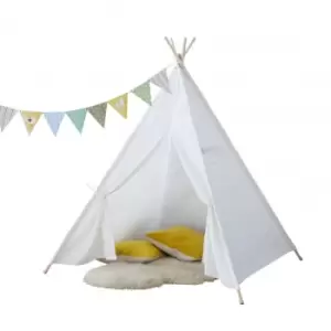 Neo White Canvas Kids Tent Teepee With Bunting
