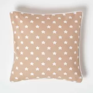 Cotton Beige Stars Cushion Cover, 45 x 45cm - Natural - Homescapes
