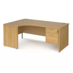 Office Desk Left Hand Corner Desk 1800mm With Pedestal Oak Top And Panel End Leg 1200mm Depth Maestro 25 MP18ELP2O