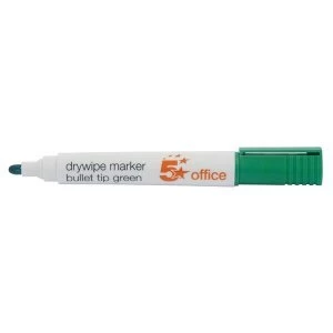 5 Star Office Drywipe Marker XyleneToluene free Bullet Tip 2mm Line Green Pack 12