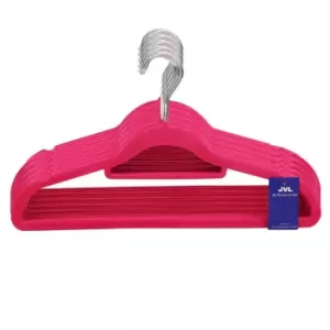 JVL Pink Velvet Touch Non-Slip Medium Coat Hangers - Pack of 50