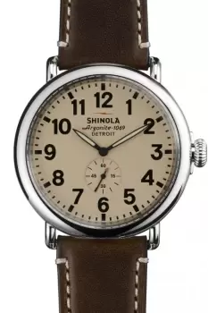 Mens Shinola Runwell 47mm Dark Coffee Leather Strap Watch