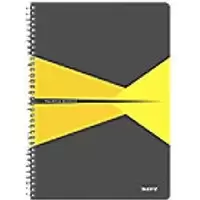 LEITZ Office Wirebound Notebook A4 Ruled Cardboard Yellow Perforated Pack of 5