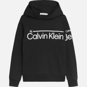Calvin Klein Boys' Institutional Lined Logo Hoodie - Black - 10 Years