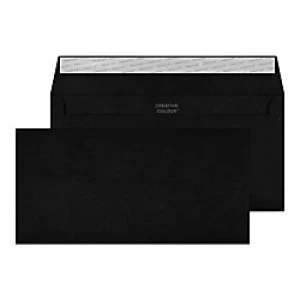 Creative Dark Coloured Envelopes DL+ Peel & Seal 114 x 229mm Plain 120 gsm Jet Black Pack of 500