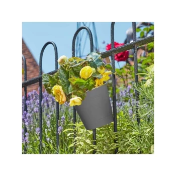 Smart Garden - 3x 15cm 6" Fence Balcony Hanging Pot Basket Slate Grey Planter