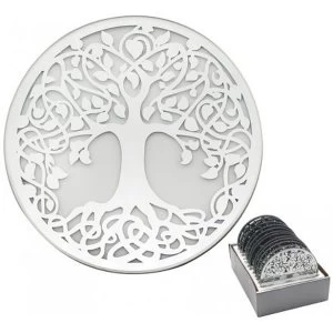 Silver Tree Mirrored Candle Plate 10cm (1 Supplied)