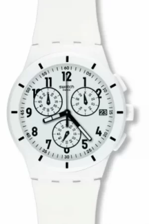 Mens Swatch Twice Again White Chronograph Watch SUSW402