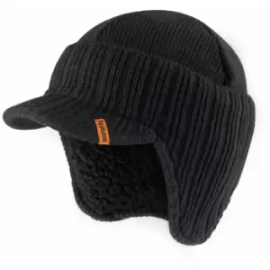 Peaked Beanie Hat Black Warm Winter Insulated Workwear - Scruffs