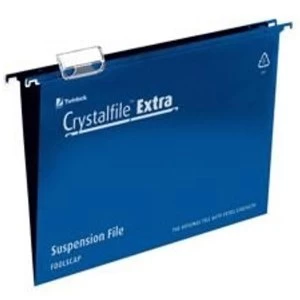 Rexel Crystalfile Extra Foolscap Suspension File 5mm Blue Pack of 25 Suspension Files