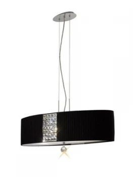 Ceiling Pendant Oval with Black Shade 4 Light Polished Chrome, Crystal
