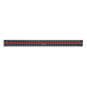 Linex 30cm Aluminium Triangular Ruler Black with 1 1 to 1 2500 Scale and Aluminium Colour Coded Inserts