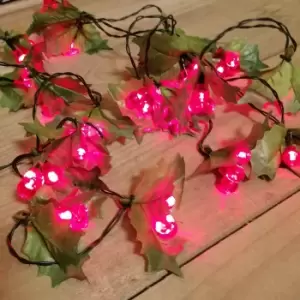 Premier 2.8m Holly Garland with Red Berries and 40 Red Leds